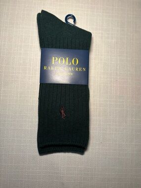 Polo Ralph Lauren Green Classic Crew Socks Men’s NWT Pony Logo Soft Cotton